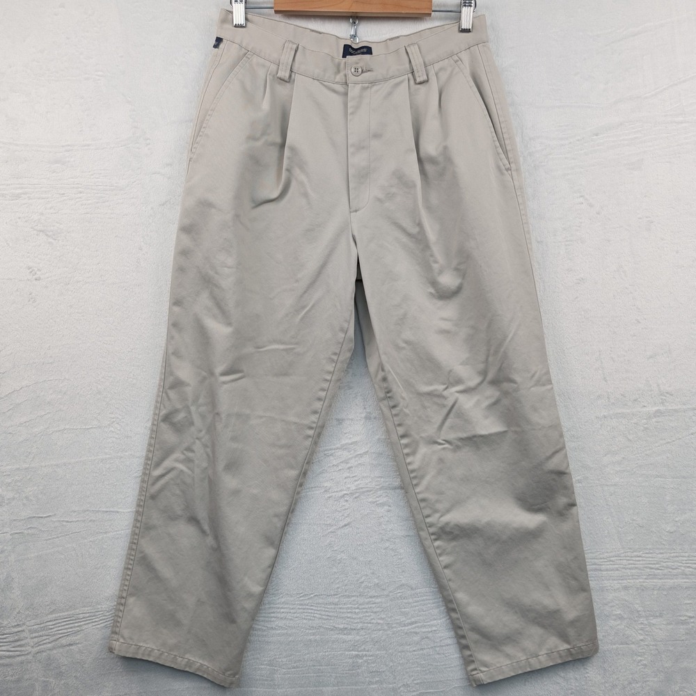 VTG Dockers Pants Men's 32x30 Tan Khaki Relaxed Fit Pleated Chino Workwear Y2K